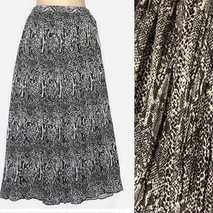 Pleated Snakeskin print maxi pull on plus size Skirt Prairie boho cottagecore 1X